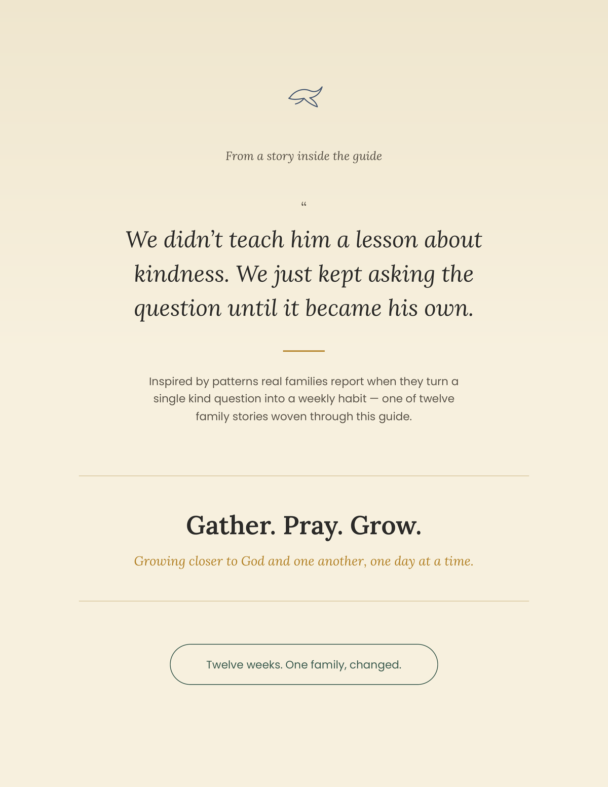 Gather. Pray. Grow. - Growing Closer to God, and One Another, One Day at a time - Family Devotional Guide