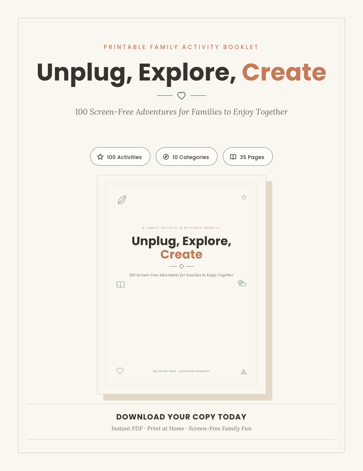 Unplug. Explore. Create. - 100 Screen-Free Activities for Families
